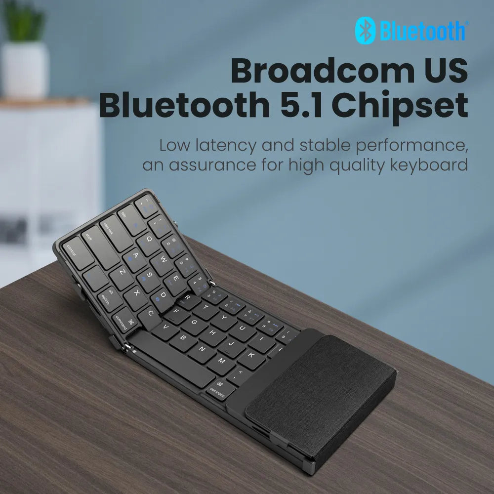 AVATTO Portable Mini folding Wireless Bluetooth 5.1 keyboard with 3Channels Connection for Windows Android IOS Tablet ipad Phone