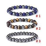 Magnetic Hematite Therapy Beads Bracelet Men Women Healing Energy Natural Stone Adjustable 8mm Jewelry Gifts