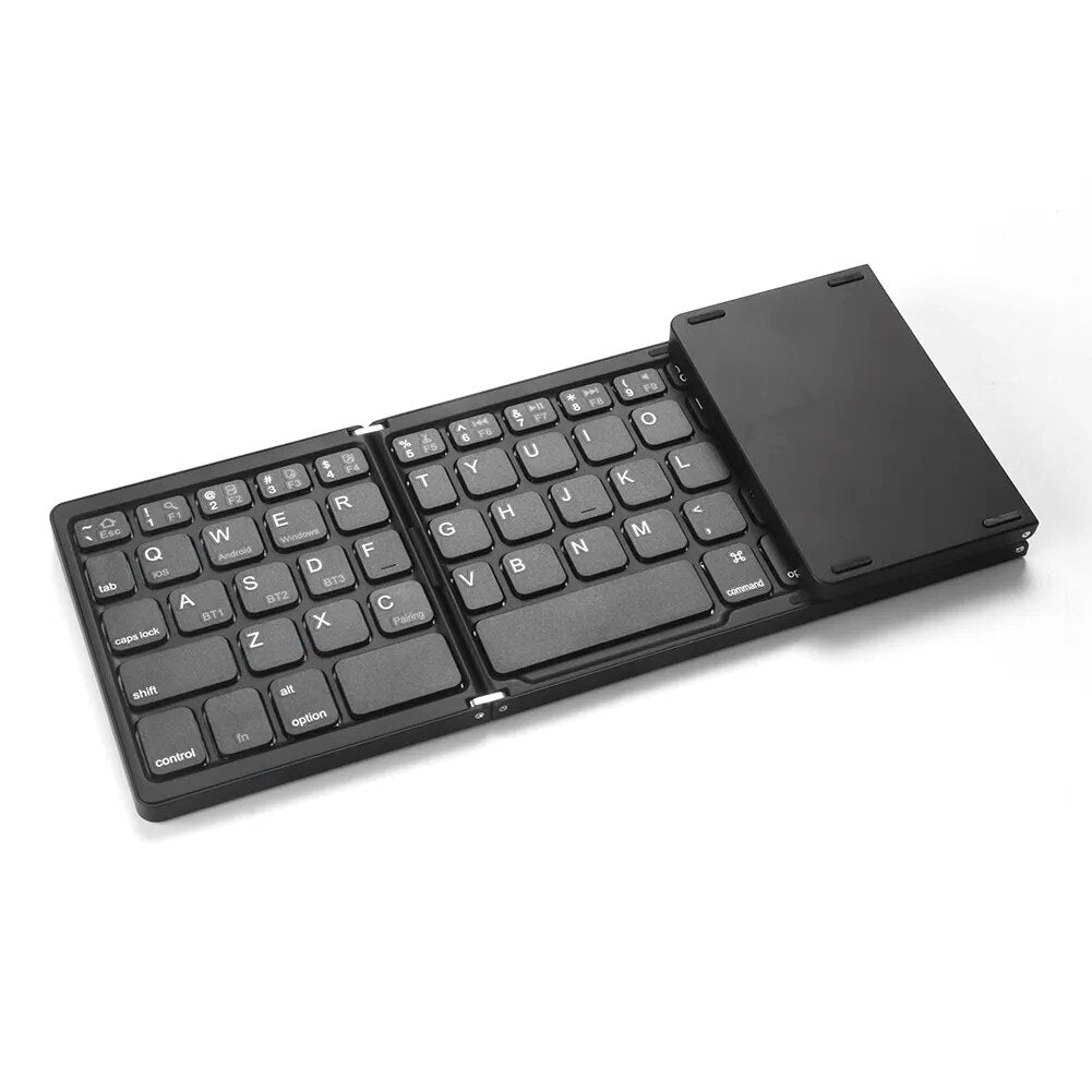 Bluetooth-Compatible Keyboard Foldable Keyboard Type-C Rechargeable 81 Keys Touchpad Keypad for IOS Android Windows Tablet Phone