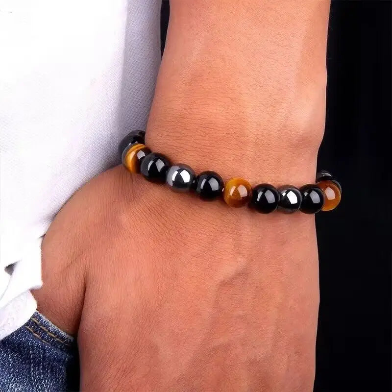 Magnetic Hematite Therapy Beads Bracelet Men Women Healing Energy Natural Stone Adjustable 8mm Jewelry Gifts