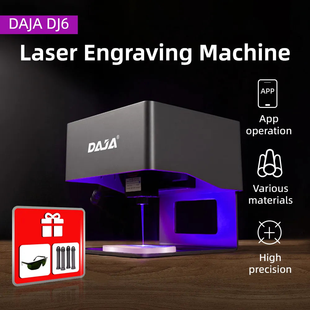 DAJA Lazer Gravür CNC DIY DJ6 Lazer Gravür Makinesi 3000 mw Hızlı Mini Logo Işareti Yazıcı Kesici Ağaç İşleme Ahşap Plastik