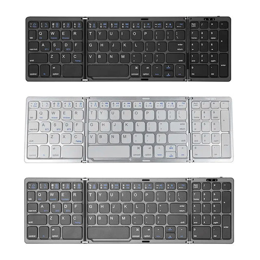 Bluetooth-Compatible Keyboard Foldable Keyboard Type-C Rechargeable 81 Keys Touchpad Keypad for IOS Android Windows Tablet Phone