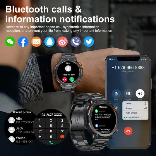 2023 outdoor smartwatch for men BT phone 1.46 inch compass Heart rate monitor sleep tracker watches 100sports mode fitness watch